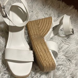 cute white wedges with ankle straps